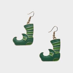 Green Leprechaun Boot Dangle Earrings